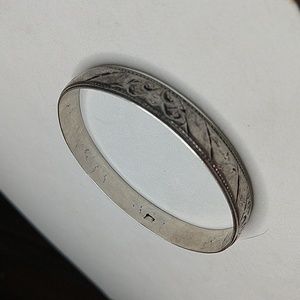 Antique sterling silver 925 scroll design bangle bracelet